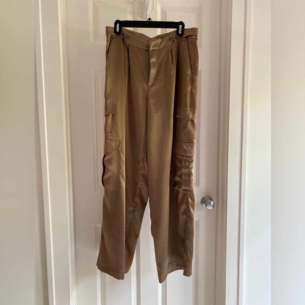 a new day Brown Satin Painter Pants Size 10 - So Fun!